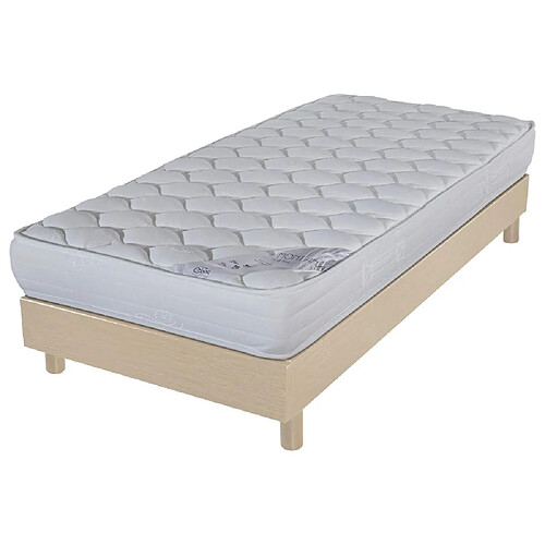 Ebac Matelas et sommier 90x190 Mousse - Decokit - Soutien medium - Sommier démonté - Chêne