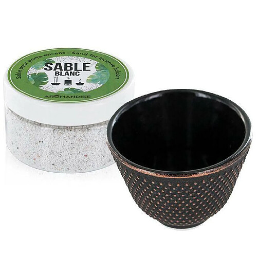 Aromandise Porte-encens coupelle en fonte noire et sable blanc