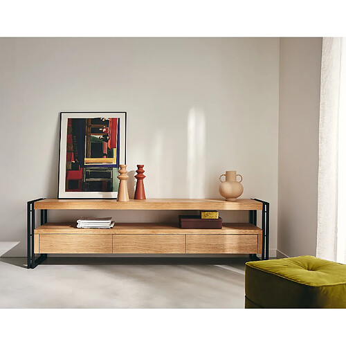 Lisa Design Bogota - meuble TV - bois et noir - 200 cm