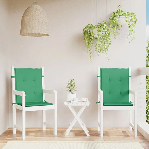 vidaXL Coussins de chaise de jardin à dossier bas lot de 2 vert