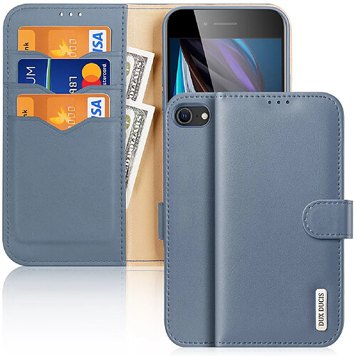 Dux Ducis Etui en cuir véritable hivo flip bleu pour votre Apple iPhone 7/8/SE (2nd Generation)