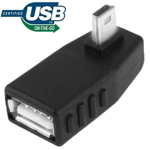 Wewoo Adaptateur noir Mini USB Mâle vers USB 2.0 AF avec 90 Degrés Gauche Angle, Fonction OTG