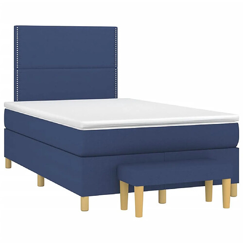 Maison Chic Lit adulte- Lit + matelas,Sommier à lattes de lit avec matelas bleu 120x190 cm tissu -GKD88177