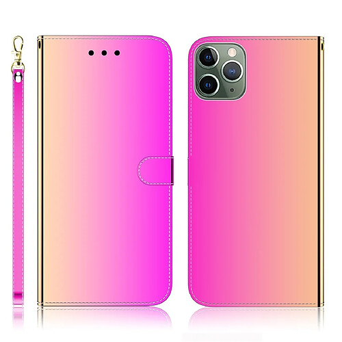 Wewoo Coque Etui à rabat en surface miroir avec pour iPhone 11 Pro fentes cartes et porte-cartes ainsi que portefeuille et lanière dégradé de couleur