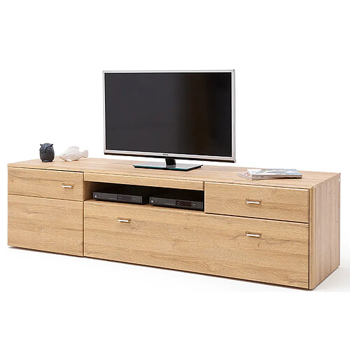 Pegane Meuble TV coloris imitation chêne grandson - Longueur 205 x Hauteur 55 x Profondeur 52 cm