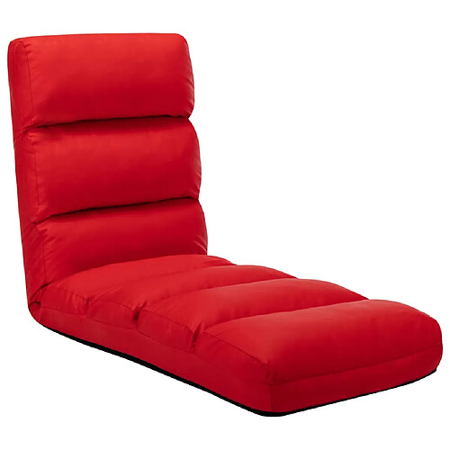 vidaXL Chaise pliable de sol Rouge Similicuir