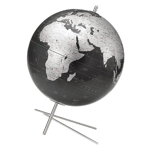 Globe terrestre décoratif 30 cm carte Monde Design Noir et Gris