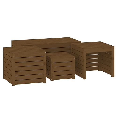 Helloshop26 Ensemble de boîtes de jardin 4 pièces bois pin massif marron miel 02_0013182