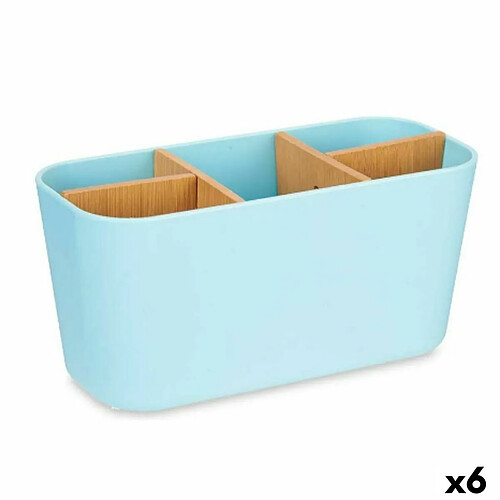 Berilo Support pour brosses à dents Bleu Bambou polypropylène 21 x 10 x 9 cm (6 Unités)