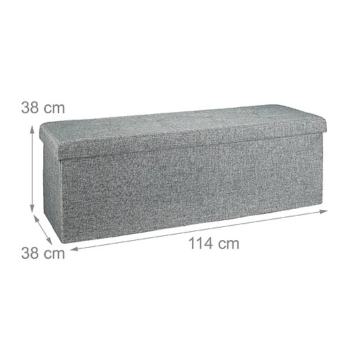 Helloshop26 Banquette banc pour coffre de rangement en lin avec couvercle gris 114 cm 3013010