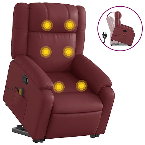 Maison Chic Fauteuil Relax pour salon, Fauteuil inclinable de massage Rouge bordeaux Similicuir -GKD45433