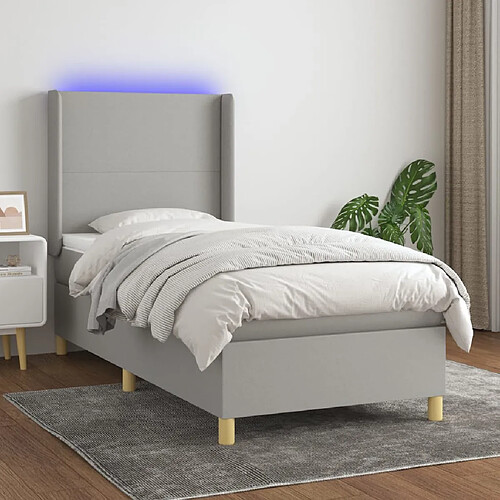 vidaXL Sommier à lattes de lit matelas LED Gris clair 80x200cm Tissu