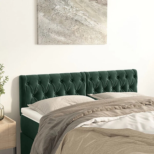 vidaXL Têtes de lit 2 pcs Vert foncé 80x7x78/88 cm Velours