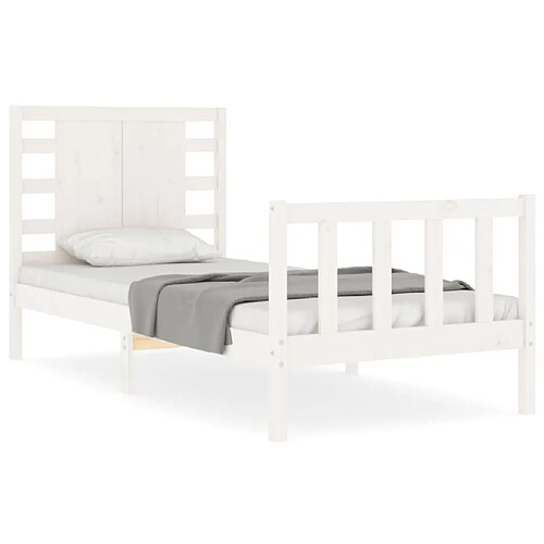 Maison Chic Cadre/structure de lit avec tête de lit pour adulte - Lit Moderne Chambre blanc petit simple bois massif -MN88896