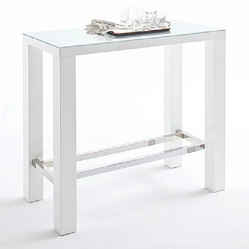 Inside 75 Table de bar design JANIS 120 x 60 cm finition laque blanche brillante