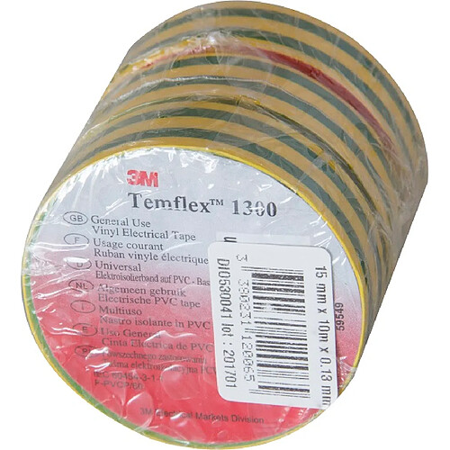 3M Lot de 3 rouleaux ruban adhésifs (15mm) 10m - Vert / Jaune