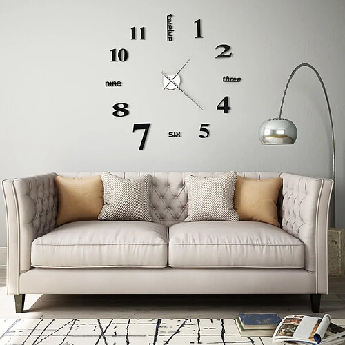 vidaXL Horloge murale 3D Design moderne 100 cm XXL Noir