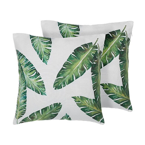 Beliani Lot de 2 coussins DIANELLA 45 x 45 cm Motif de plante Vert foncé