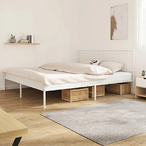 Maison Chic Lit adulte - Cadre de lit métal avec tête de lit,Structure du lit Contemporain pour chambre blanc 200x200 cm -MN67243