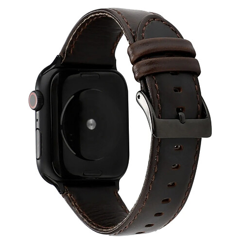 Wewoo Pour Apple Watch Series 5 & 4 40mm / 3 & 2 & 1 38mm Oil Wax Crazy Horse Texture Bracelet en cuir véritable café