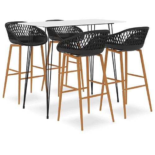 vidaXL Ensemble de bar 5 pcs Blanc et noir