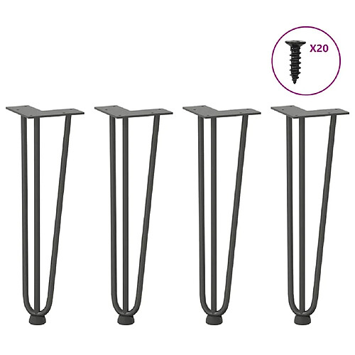 vidaXL Pieds de table en forme d'épingle à cheveux 4 pcs anthracite