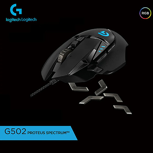 Souris de jeu filaire RVB Logitech G502 Hero Engine 16000DPI souris programmables - noir