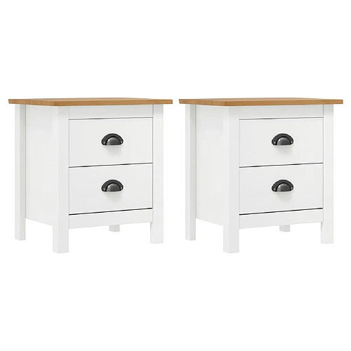 Maison Chic Lot de 2 Tables de chevet - Tables de Nuit Blanc 46x35x49,5 cm Bois pin solide