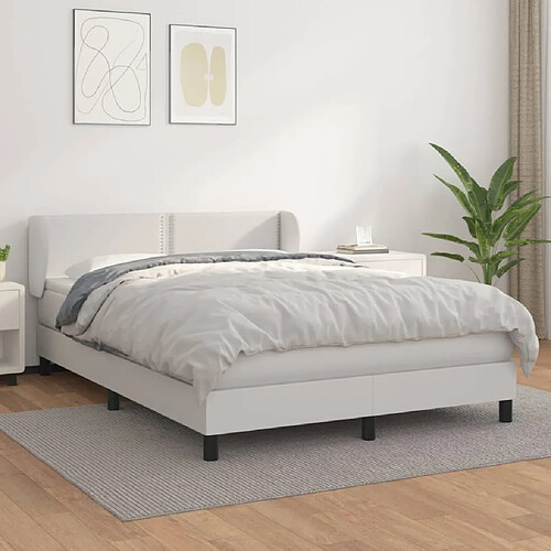 vidaXL Sommier à lattes de lit avec matelas Blanc 140x200cm Similicuir