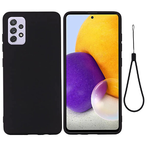 Coque en silicone anti-rayures avec sangle noir pour votre Samsung Galaxy A73 5G