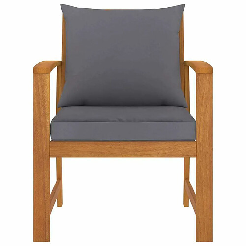 Maison Chic Lot de 2 Chaises de jardin,Fauteuil d'extérieur avec coussin gris foncé Bois d'acacia -MN69685