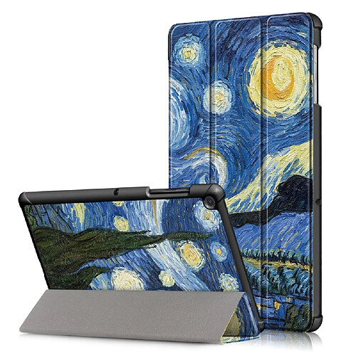 Etui en PU motif imprimé tri-pliure avec support nuit étoilée pour votre Samsung Galaxy Tab S5e SM-T720/SM-T725