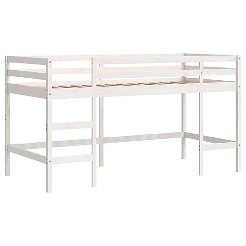 Vidaxl Lit mezzanine enfants échelle blanc 80x200 cm bois pin massif