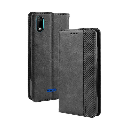 Wewoo Coque Étui en cuir à boucle magnétique avec rétro pour Texture horizontale Wiko Y60 support et fentes cartes et cadre photo Noir