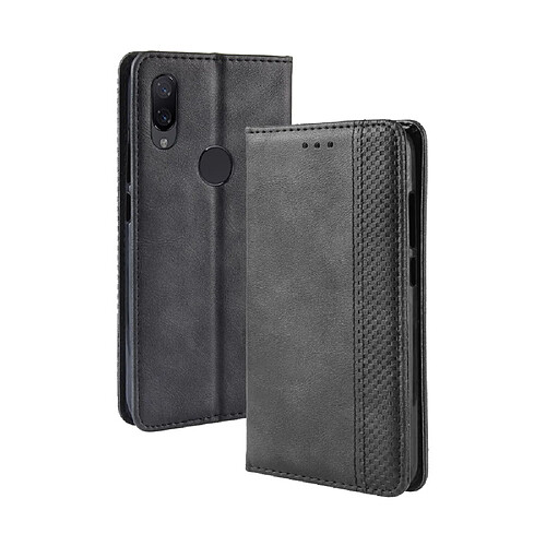 Wewoo Housse Coque Étui en cuir à boucle magnétique avec rétro pour Crazy Horse Texture horizontale Xiaomi Redmi 7avec porte-carte et fentes cartes et cadre photo Noir