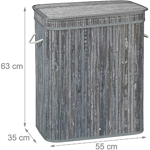 Helloshop26 Panier à linge couvercle 2 compartiments 72 litres bambou gris 13_0001910_2