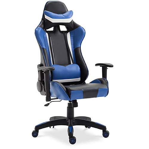 ICONIK INTERIOR Chaise de bureau avec accoudoirs - Chaise de bureau à roulettes - Gamer - Guy Bleu