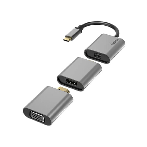 HAMA Ensemble d'adaptateur vidéo 6 en 1, Mini-DisplayPort, HDMI™, VGA, alu