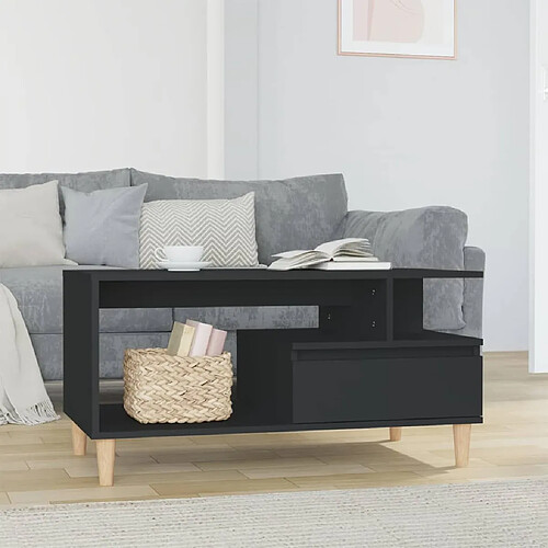 vidaXL Table basse Noir 90x49x45 cm Bois d'ingénierie