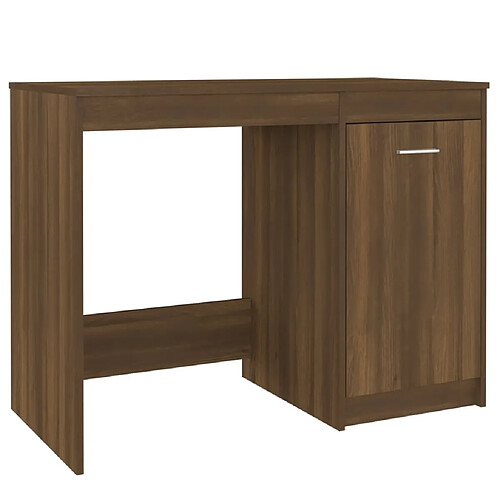 Helloshop26 Bureau table poste de travail meuble d'ordinateur informatique étude chêne 100 x 50 x 76 cm bois d'ingénierie brun 02_0023599