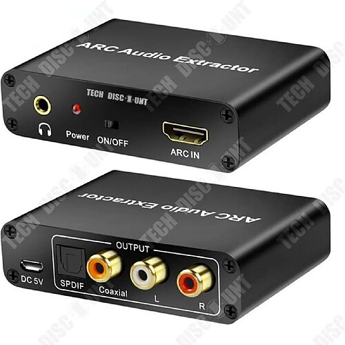 Tech Discount TD® Adaptateur ARC vers Audio Adaptateur de retour audio HDMI Fibre Coaxial 3,5 mm Convertisseur de sortie audio Petit et portable