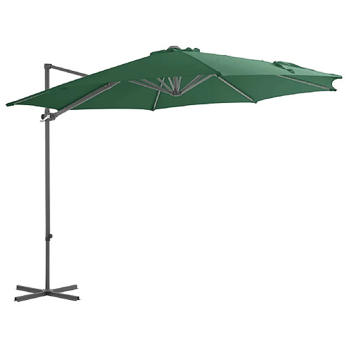 Helloshop26 Parasol meuble de jardin porte-à-faux avec mât en acier vert 300 cm 02_0008614