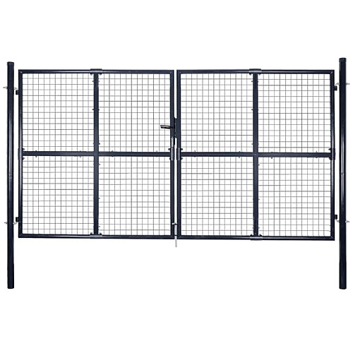 vidaXL Portail en maille de jardin Acier galvanisé 289x200 cm Gris