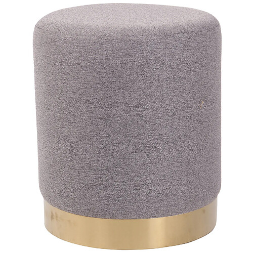 Decoshop26 Tabouret pouf repose-pieds en tissu gris cadre en acier or TABO10160