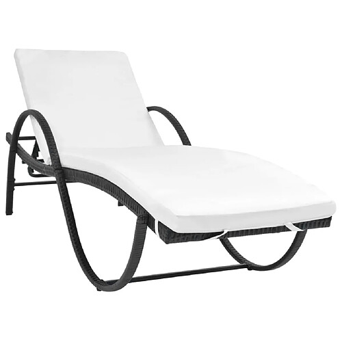 Maison Chic Chaise longue avec coussin | Bain de soleil Relax | Transat Résine tressée Noir -GKD49636