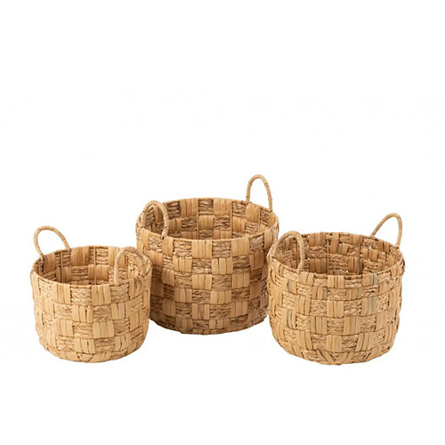 Dansmamaison Set De 3 Panier Rond Jacynthe D'Eau Naturel