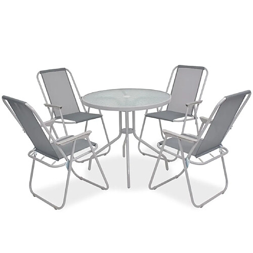 Maison Chic Mobilier à dîner 6 pcs de jardin - Ensemble table et chaises d'extérieur - Salon/Mobilier de jardin classique Acier et textilène Gris -MN58107