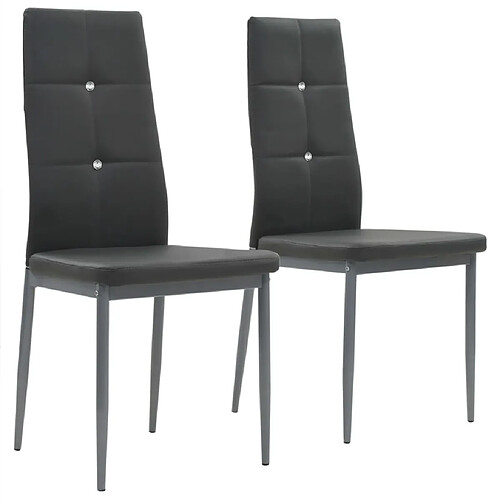 Maison Chic Lot de 2 Chaises à manger modernes,Chaises à dîner gris similicuir -MN55610