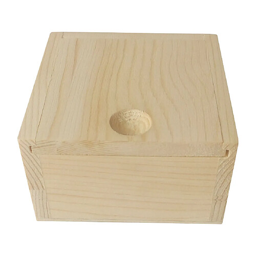 Cadeau De Boîte D'organisateur De Stockage De Boîte à Bijoux D'anneau En Bois Naturel 9.5x9.5x5cm