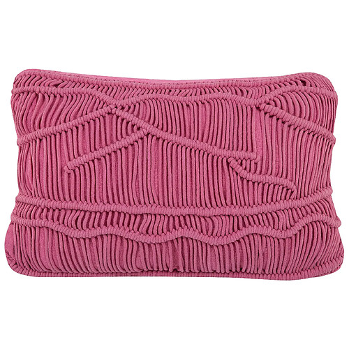 Beliani Coussin KIRIS Coton 30 x 50 cm Unicolore Macramé Rose